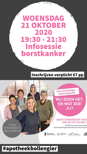 Infosessie bevolkingsonderzoek naar borstkanker 21 OKTOBER
